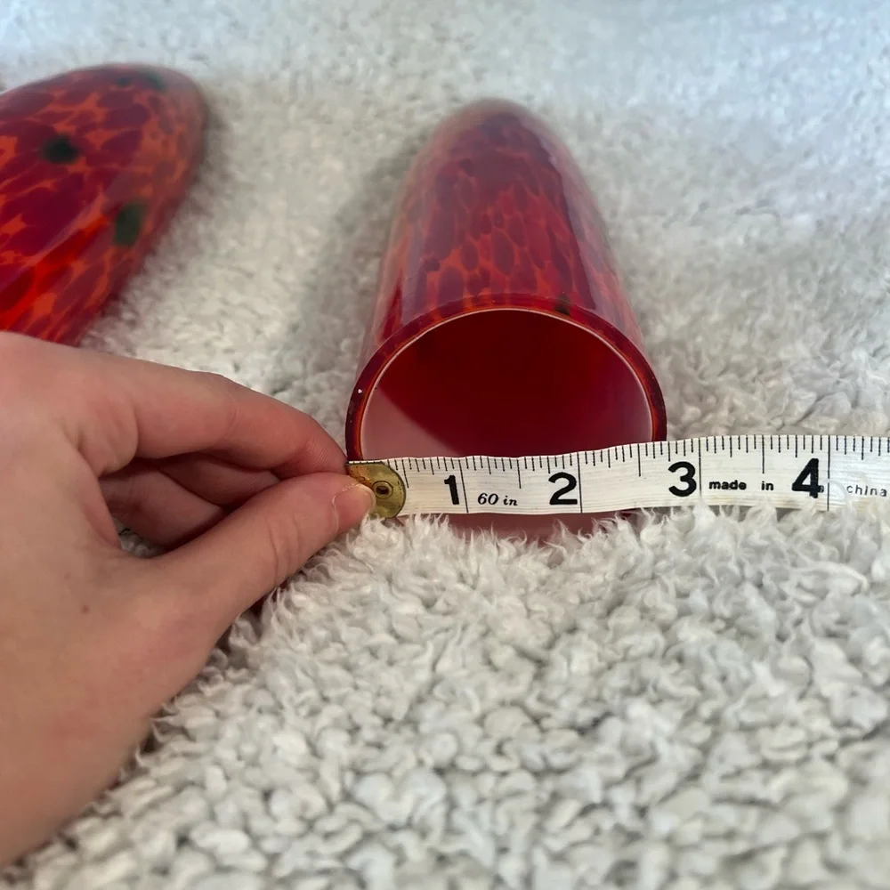 Glass Pendant Light Shades (3 piece) - Red & Orange Speckles - 10 in.